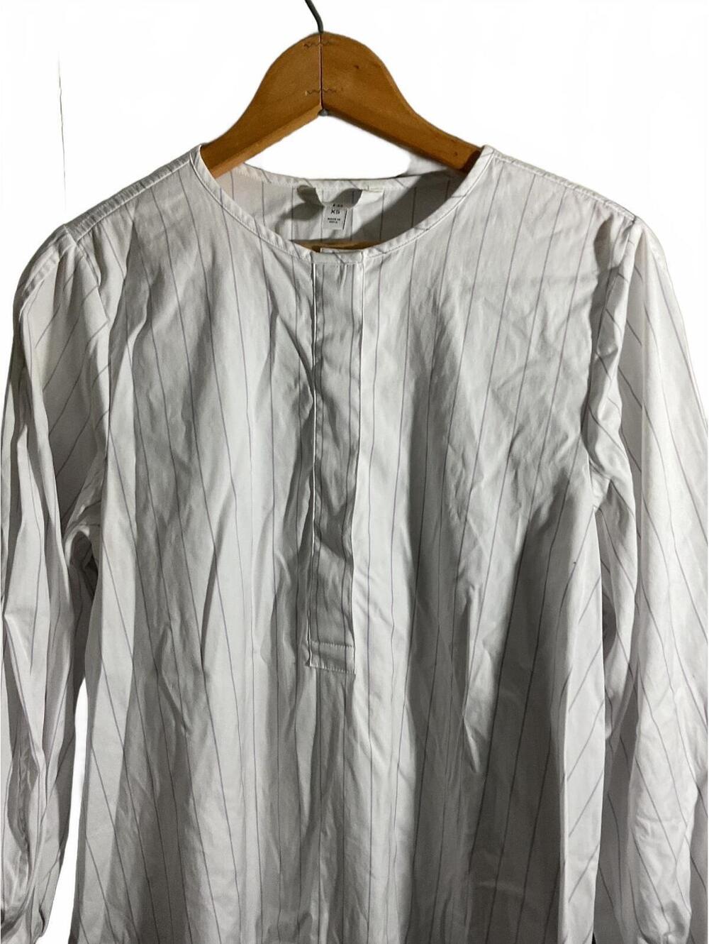 BR XS White and Lavender Cotton Striped Shirt Dress - Picture 3 of 10